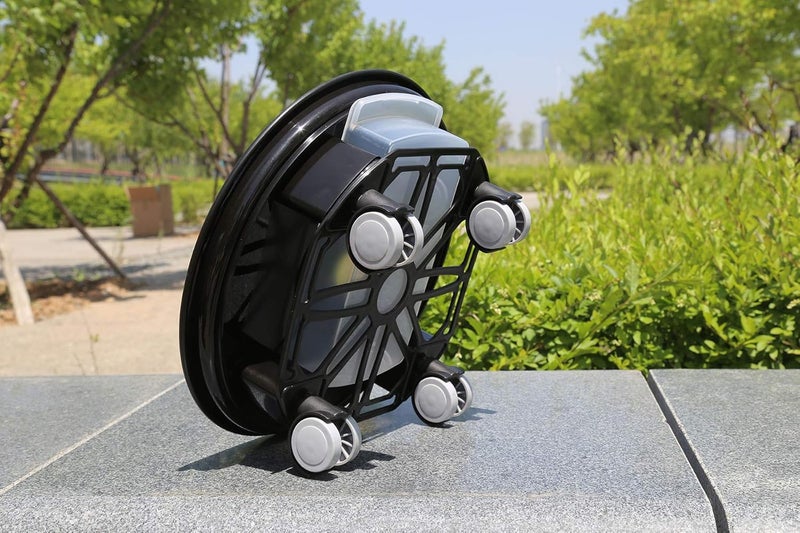 AMKOSKR 1 Pack 17.7" Black Plant Caddy with Easy Moving Caster Wheels and a Water Container Round Movable Planter Dolly Trolley Tray Pallet Outdoor Indoor Tree Flower Stand Planter - Image 3